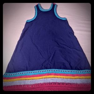 Blue crochet-detail dress RUNS BIG!